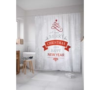 Штора (занавеска) для ванной JoyArty "Счастливый новый год" из сатена, 180х200 см с крючками, sc_6768