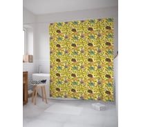 Штора (занавеска) для ванной JoyArty "Разноцветные цветы" из сатена, 180х200 см с крючками, sc_63242