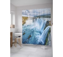Штора (занавеска) для ванной JoyArty "Водопадный рай" из сатена, 180х200 см с крючками, sc_8453