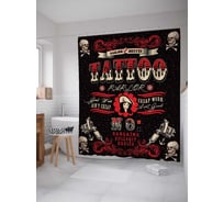 Штора (занавеска) для ванной JoyArty "Тату салон" из сатена, 180х200 см с крючками, sc_6909