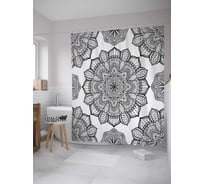 Штора (занавеска) для ванной JoyArty "Цветочный звук" из сатена, 180х200 см с крючками, sc_8764