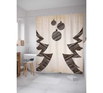 Штора (занавеска) для ванной JoyArty "Еловые силуэты" из сатена, 180х200 см с крючками, sc_6131