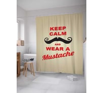 Штора (занавеска) для ванной JoyArty "Успокойся и носи усы" из сатена, 180х200 см с крючками, sc_4513