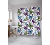 Штора (занавеска) для ванной JoyArty "Бабочковое покрытие" из сатена, 180х200 см с крючками, sc_8121