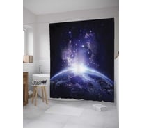 Штора (занавеска) для ванной JoyArty "Космический рассвет" из сатена, 180х200 см с крючками, sc_9885