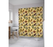 Штора (занавеска) для ванной JoyArty "Овощное изобилие" из сатена, 180х200 см с крючками, sc_32150