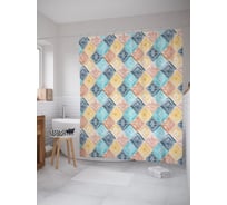 Штора (занавеска) для ванной JoyArty "Этнос ромбов" из сатена, 180х200 см с крючками, sc_64069