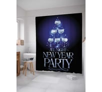 Штора (занавеска) для ванной JoyArty "Новогодняя вечеринка" из сатена, 180х200 см с крючками, sc_78642