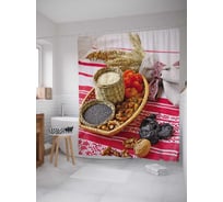 Штора (занавеска) для ванной JoyArty "Праздничная кутья" из сатена, 180х200 см с крючками, sc_79785