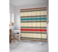 Штора (занавеска) для ванной JoyArty "Вселенная зигзагов" из сатена, 180х200 см с крючками, sc_4324