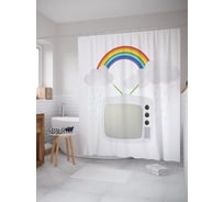 Штора (занавеска) для ванной JoyArty "Телевизор с антенной" из сатена, 180х200 см с крючками, sc_63016