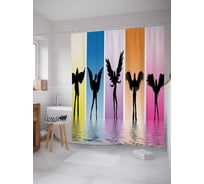 Штора (занавеска) для ванной JoyArty "Радужные ангелы" из сатена, 180х200 см с крючками, sc_7734