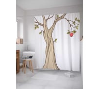 Штора (занавеска) для ванной JoyArty "Яблоко просветления" из сатена, 180х200 см с крючками, sc_6937