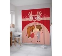 Штора (занавеска) для ванной JoyArty "My love" из сатена, 180х200 см с крючками, sc_91971