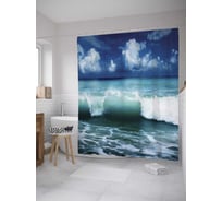 Штора (занавеска) для ванной JoyArty "Буйство волн" из сатена, 180х200 см с крючками, sc_8975