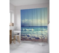 Штора (занавеска) для ванной JoyArty "Пенистое море" из сатена, 180х200 см с крючками, sc_8976