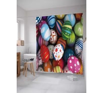 Штора (занавеска) для ванной JoyArty "Пасхальные яйца" из сатена, 180х200 см с крючками, sc_6932