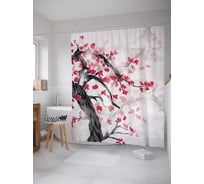 Штора (занавеска) для ванной JoyArty "Осенний клен" из сатена, 180х200 см с крючками, sc_6977