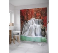Штора (занавеска) для ванной JoyArty "Примечательный водопад" из сатена, 180х200 см с крючками, sc_8252