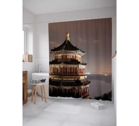 Штора (занавеска) для ванной JoyArty "Храм ночи" из сатена, 180х200 см с крючками, sc_896