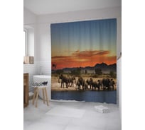 Штора (занавеска) для ванной JoyArty "Семейство слонов" из сатена, 180х200 см с крючками, sc_8888