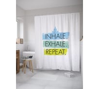 Штора (занавеска) для ванной JoyArty "Вдох, выдох, повторить" из сатена, 180х200 см с крючками, sc_62212