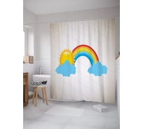 Штора (занавеска) для ванной JoyArty "Солнце и радуга" из сатена, 180х200 см с крючками, sc_63046