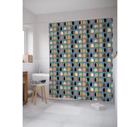 Штора (занавеска) для ванной JoyArty "Фантазийная абстракция" из сатена, 180х200 см с крючками, sc_63420