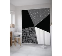 Штора (занавеска) для ванной JoyArty "Геометрия углов" из сатена, 180х200 см с крючками, sc_60848