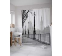 Штора (занавеска) для ванной JoyArty "Напротив биг бена" из сатена, 180х200 см с крючками, sc_9421