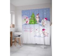 Штора (занавеска) для ванной JoyArty "Радостные свинки" из сатена, 180х200 см с крючками, sc_78651