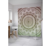 Штора (занавеска) для ванной JoyArty "Узорная мандала" из сатена, 180х200 см с крючками, sc_8152