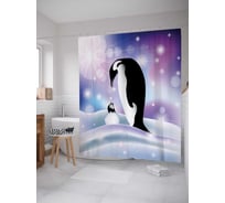 Штора (занавеска) для ванной JoyArty "Счастье пингвинчика" из сатена, 180х200 см с крючками, sc_6665