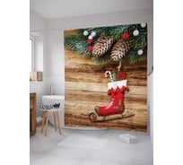 Штора (занавеска) для ванной JoyArty "Коньки с сюрпризом" из сатена, 180х200 см с крючками, sc_78539