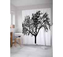 Штора (занавеска) для ванной JoyArty "Скромное дерево" из сатена, 180х200 см с крючками, sc_6862