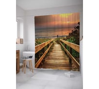 Штора (занавеска) для ванной JoyArty "Морские тропы" из сатена, 180х200 см с крючками, sc_6995