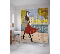 Штора (занавеска) для ванной JoyArty "Осеннее настроение" из сатена, 180х200 см с крючками, sc_78546