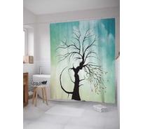 Штора (занавеска) для ванной JoyArty "Дерево в небе" из сатена, 180х200 см с крючками, sc_7477
