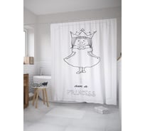 Штора (занавеска) для ванной JoyArty "Принцесса в платице" из сатена, 180х200 см с крючками, sc_62220