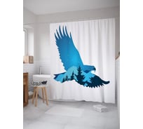 Штора (занавеска) для ванной JoyArty "Пейзаж в силуэте орла" из сатена, 180х200 см с крючками, sc_63504