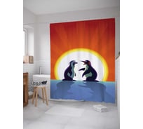 Штора (занавеска) для ванной JoyArty "Пингвины на солнце" из сатена, 180х200 см с крючками, sc_4602