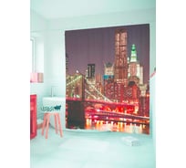 Штора (занавеска) для ванной JoyArty "Небоскребы ночью" из сатена, 180х200 см с крючками, sc_897