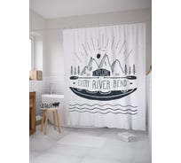 Штора (занавеска) для ванной JoyArty "Экспедиция по реке на байдарке" из сатена, 180х200 см с крючками, sc_63964