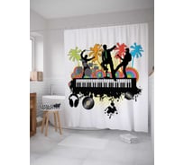 Штора (занавеска) для ванной JoyArty "Дискотека на пляже" из сатена, 180х200 см с крючками, sc_4632