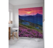 Штора (занавеска) для ванной JoyArty "Малиновый закат" из сатена, 180х200 см с крючками, sc_8234