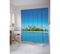 Штора (занавеска) для ванной JoyArty "Остров загадок" из сатена, 180х200 см с крючками, sc_9565