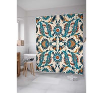 Штора (занавеска) для ванной JoyArty "Узор "Перо Жар-Птицы"" из сатена, 180х200 см с крючками, sc_59252