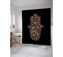 Штора (занавеска) для ванной JoyArty "Цветочная ладонь" из сатена, 180х200 см с крючками, sc_6639