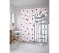 Штора (занавеска) для ванной JoyArty "Любовный телефон" из сатена, 180х200 см с крючками, sc_6948