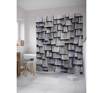 Штора (занавеска) для ванной JoyArty "Неровные доски" из сатена, 180х200 см с крючками, sc_8479